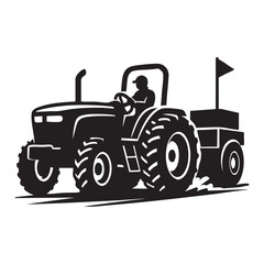 Obraz premium tractor pulling silhouette, tractor, silhouette tractor