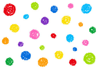 クレヨン素材　ランダムな水玉模様の背景