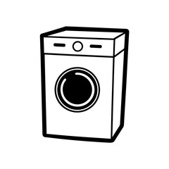 Fototapeta premium Illustration of a front load washing machine on transparent background silhouette