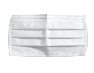 shot showcases a pristine white protective face mask.