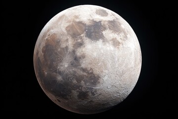 Fototapeta premium High-detail photo of a lunar sphere against a deep black backdrop, showcasing craters