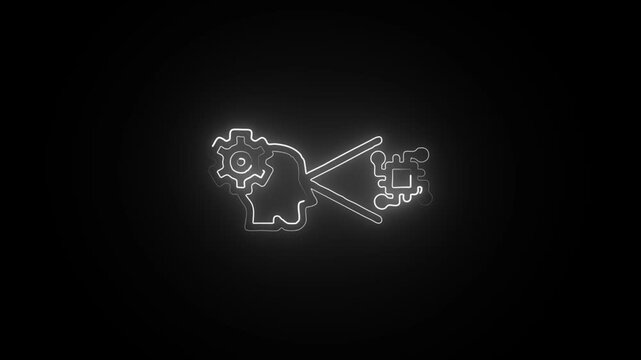 Glowing Neon Perception Icon Isolated on Black Background. HD Video Motion Graphic Animation