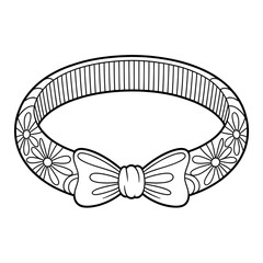 Cute Floral Hair Band with Bow Coloring Page 