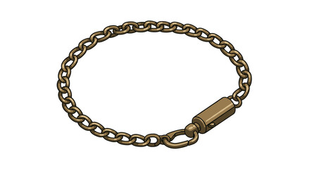 Realistic gold chain bracelet on white background with clasp detail