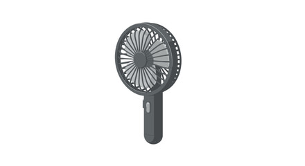 Isometric grey handheld fan with switch on white background