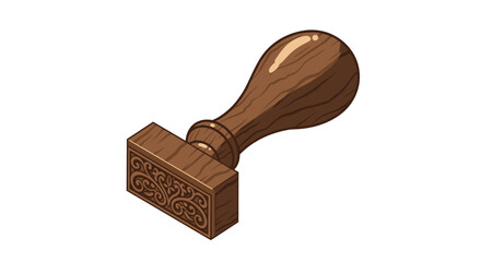Realistic wooden stamp with ornate design