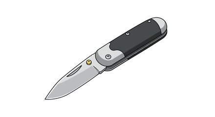 Detailed portable folding knife design with black and silver accents