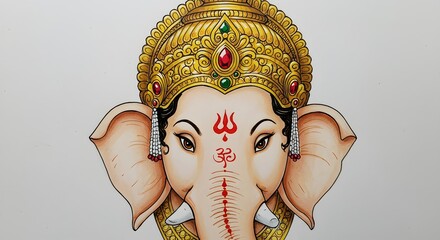 Elegant Illustration of Lord Ganesha A Detailed Artistic Representation of Hindu Deity