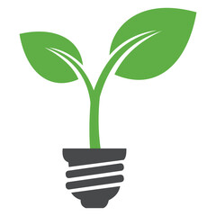 Creative design vector art of green sprout growing from a light bulb, symbolizing ecofriendly energy and innovation