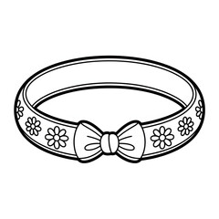 Cute Floral Hair Band with Bow Coloring Page &ndash; Printable Headband 