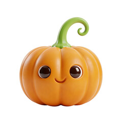 Cute kawaii cartoon pumpkin character with big shiny eyes and a happy smiling face isolated on transparent background