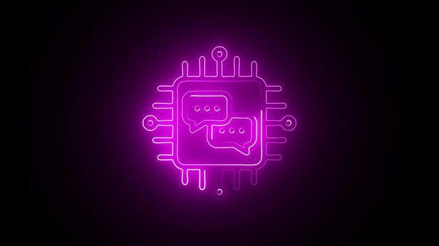 Glowing Neon Natural Language Processing Icon Isolated on Black Background. HD Video Motion Graphic Animation