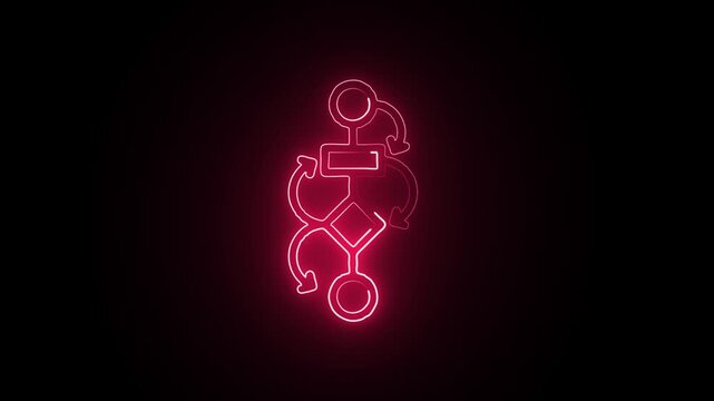 Glowing Neon Case Based Icon Isolated on Black Background. HD Video Motion Graphic Animation