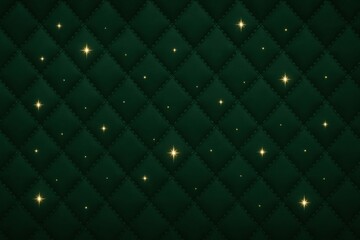 Obraz premium Elegant Dark Green Quilted Background with Golden Sparkles.