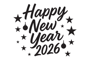 happy New Year 2026 vector design on white background