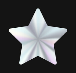 star holographic gradient badge with a soft metallic glow on a dark background. Ideal for digital branding, futuristic UI, and modern designs.