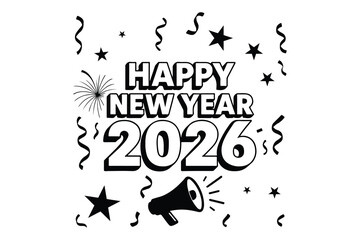 happy New Year 2026 vector design on white background