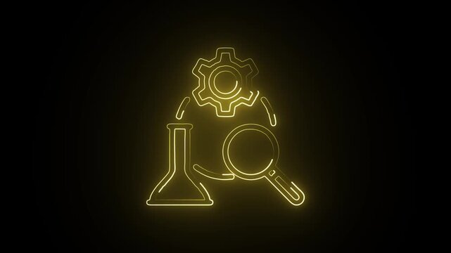 Glowing Neon Heuristic Evaluation Icon Isolated on Black Background. HD Video Motion Graphic Animation