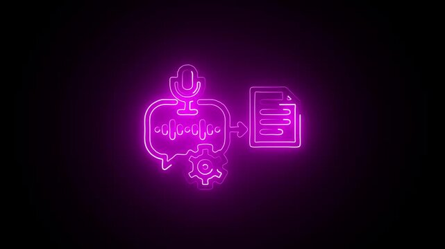 Glowing Neon Processing Icon Isolated on Black Background. HD Video Motion Graphic Animation