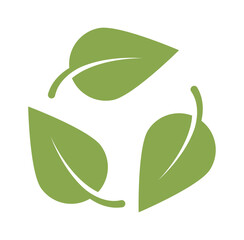 Green leaf recycle icon flat vector for environmental responsibility sustainability branding eco packaging concepts and ecological presentations.