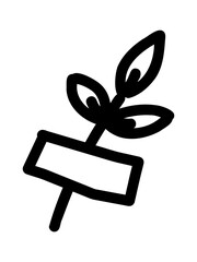 Hand-drawn doodle twig icon taped with adhesive simple cute sketch nature creativity cozy symbol for personal journal scrapbooking isolated on white background.