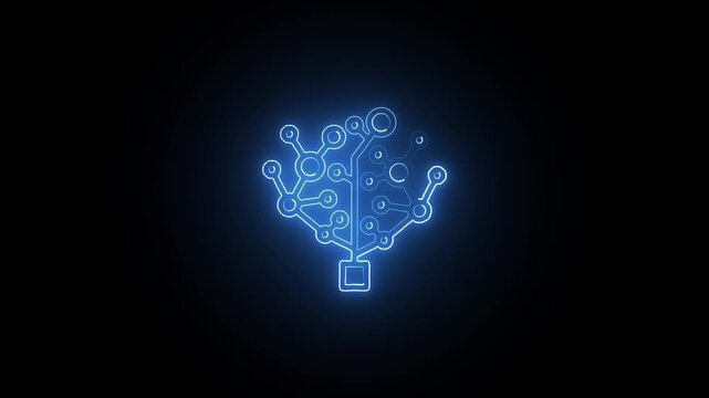 Glowing Neon Decision Tree Icon Isolated on Black Background. HD Video Motion Graphic Animation