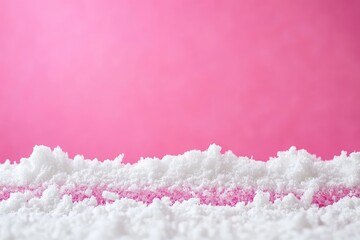 White granules against a bright pink backdrop, close-up