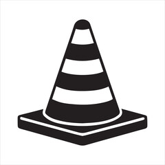 Traffic Cone or Road Pylon Flat Vector Color Icon