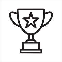 Gold Achievement Trophy with Star for Winning Championship Flat Vector Icon
