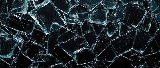 Abstract image of shattered glass on a dark surface