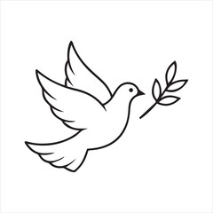 Flying Dove Holding Olive Branch as a Sign of Peace Flat Vector Icon