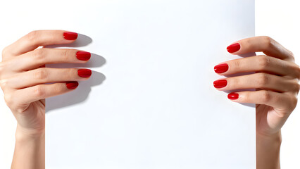 female hands with red nails