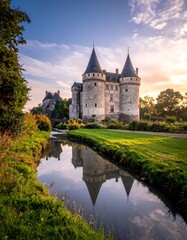 Fototapeta premium Majestic castle reflected in water