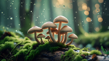 Mushroom in forest grass