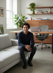 businessman sitting on a sofa