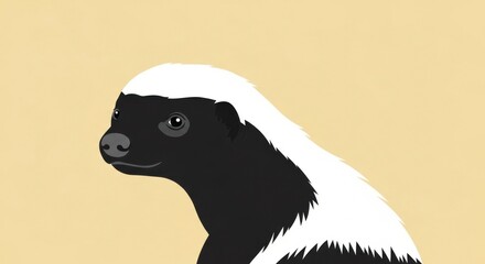 Illustration Honey Badger Facing Left