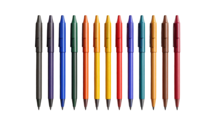Arranged neatly against a deep black backdrop, a collection of various colored writing instruments stands in a vertical, orderly fashion, creating a visually appealing pattern, with each individual...