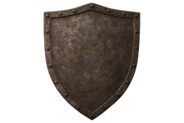 Rusty medieval metal shield providing strength and protection