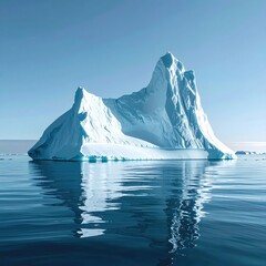 Iceberg adrift on still, blue water