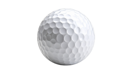 shot showcases a detailed white golf ball with its dimpled surface, isolated against a stark black background, emphasizing texture and form with a subtle lighting scheme, creating a clean and modern.