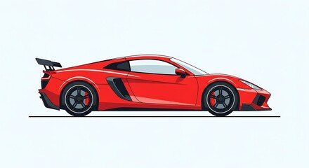 Naklejka premium Red Sports Car Side View Illustration.