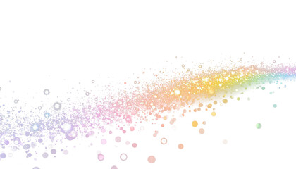 Rainbow light trail with bokeh circles overlay effect PNG