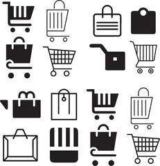 shopping cart icons set