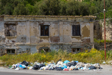 Nature reclaims abandoned building despite trash