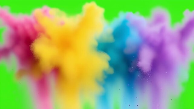 powder party with a colored powder exploding in a playful display against 