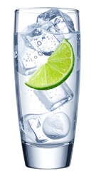 Refreshing lime and ice in a tall glass