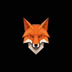 Obraz premium Geometric Fox Head - Orange, White, and Black Polygon Design.
