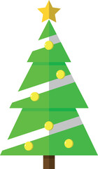 Fototapeta premium Christmas Tree Icon. Christmas-tree with colorful balls and star. Vector X-mas Symbol.