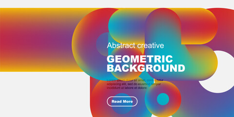 Vibrant abstract shapes, colorful gradients, geometric design. Text overlay promotes further exploration, modern aesthetic.