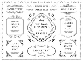 vintage frame set 14_black／ビンテージフレーム・アンティークフレーム・ビクトリアンオーナメントのセット／モノクロ